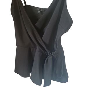 Black Women's IRIS Top Wrap Tie Front Large Adjustable Spaghetti Straps